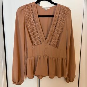 Ginger Lace V-Neck Peplum Blouse